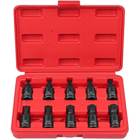 Satz mit 10 universellen 3/8"-Steckschlüsseln M4-M16, Chrom-Molybdän-Stahl