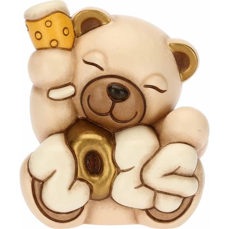 THUN, Teddy Buon Anno 2024 con Calice in Ceramica Decorata a Mano, Addobbo Natalizio, Idea Regalo, 6.7x5.8x6 cm h (1/4)