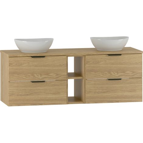 Mueble lavabo doble 140cm 2 compartimientos Astrid Madera (1/4)