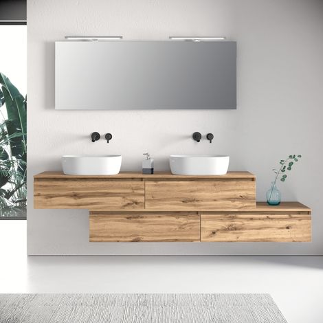 Composizione doppio lavabo 9 pezzi YOKA quercia (1/5)