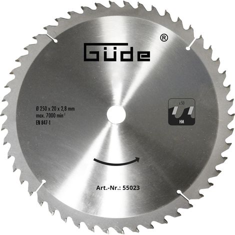 Güde Sägeblatt HM 250x20 50Z Kreissägeblatt Holzsägeblatt Holz Kreissäge (1/3)