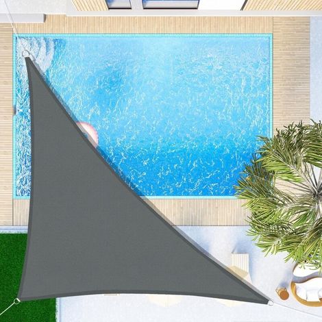 Toile d'ombrage triangulaire 3x3x3m toile d'ombrage imperméable protection UV pour patio, jardin, terrasse, extérieur, balcon, gris anthracite (1/5)