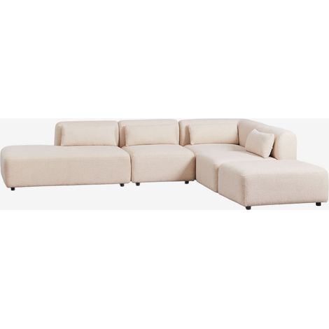 Canapé d'angle modulable 4 pièces avec méridienne gauche et pouf Fogler SKLUM