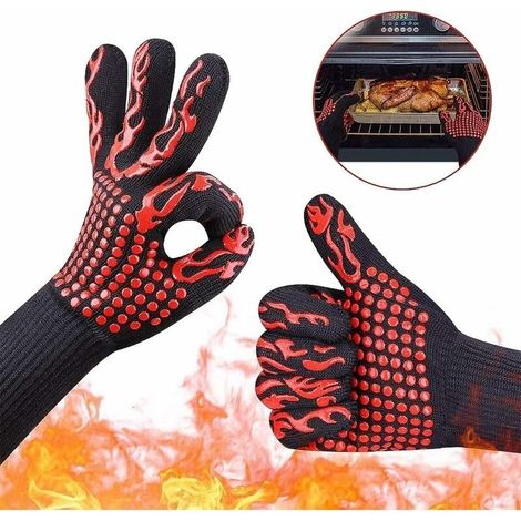 1 paire de gants cuisine résistants à la chaleur jusqu'à 800°C et antidérapants (1/5)