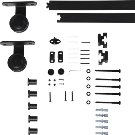 Porte coulissante 200 cm rail, quincaillerie pour porte 100 kg, largeur 100 cm, épaisseur 35-45 mm, glissière robuste, kit coulissant mural.