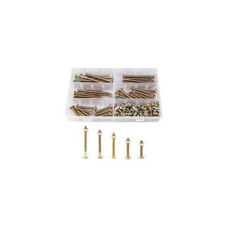 25 Pièces Boulons à Tête Hexagonale, Boulons avec 25pcs écrous Cylindriques, Boulons avec Kit D'assortiment D'écrous Cylindriques, pour Meubles, Lits de Bébé, Chaises (1/5)