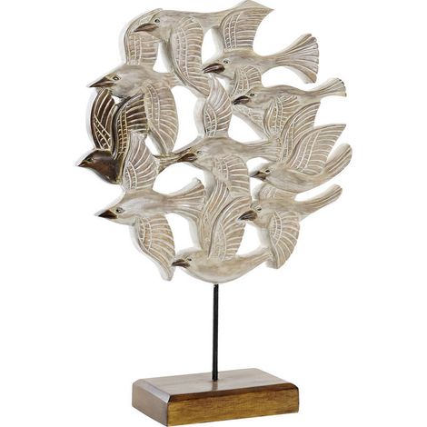Decoracion Albasia Hierro 38X11,5X54 Pajaros Beige DH194454 (1/3)