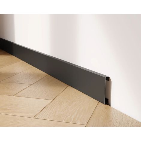 Ilcom plinthe FC en acier inoxydable 60mm x 12mm x 2700mm - Noir mat