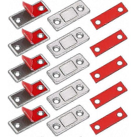 Lot de 5 fermetures magnétiques pour portes de placard, aimants ultra-fins et auto-adhésifs pour tiroirs, meubles et portes de balcon. (1/5)