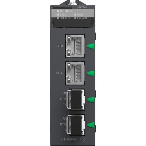 Modulo convertitore fibra ottica multimodale Modicon X80 2 porte LC 100BASE-FX - BMXNRP0200
