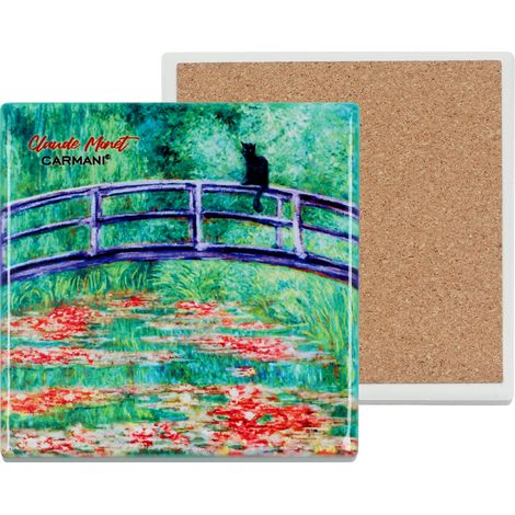 Carmani, posavasos cuadrado de cerámica - Inspirado en las pinturas de Claude Monet (1/4)