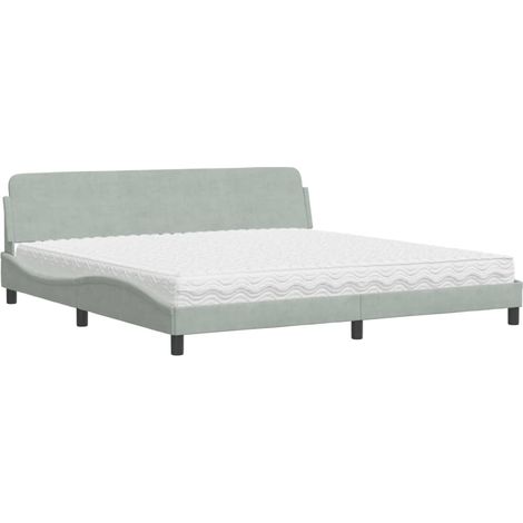 Maison Exclusive - Bett mit Matratze "Dover" Hellgrau 200x200 cm (1/5)