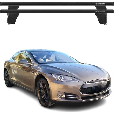 OMAC Dachträger Querträger Alu für Tesla Model S 2013-2016 – Abschließbar – T-Nut – City-Crash-getestet – Max. 75 kg Schwarz (1/5)