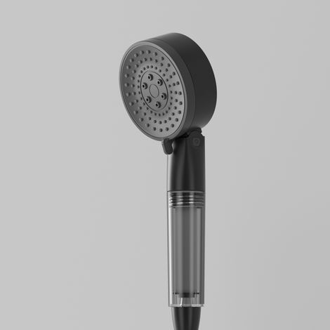 Multifunktionales Duschset, Abschaltfunktion, Wasserfiltration und Verstopfungsschutz, Duschkopf, Schwarz mit Halterung, Schlauch und Filter