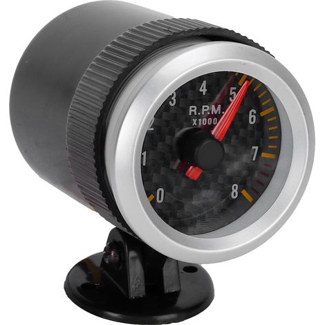 52 mm / 2,05 Zoll Drehzahlmesser, 0–8000 U/min, Carbonfaser-Panel, Zeiger, 12 V, universell für 4-, 6- und 8-Zylinder-Motoren, SUVs (1/5)