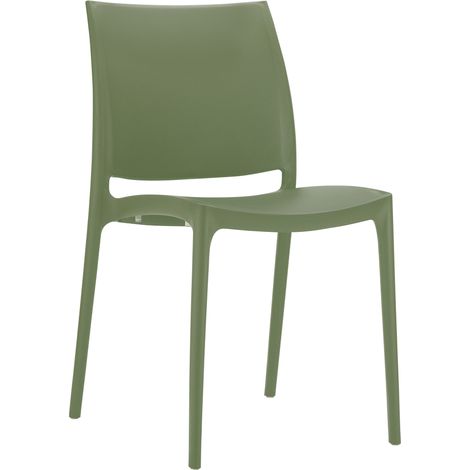 Chaise empilable design en plastique couleur olive résistant aux UV – jardin terrasse et intérieur 100007903 (1/5)