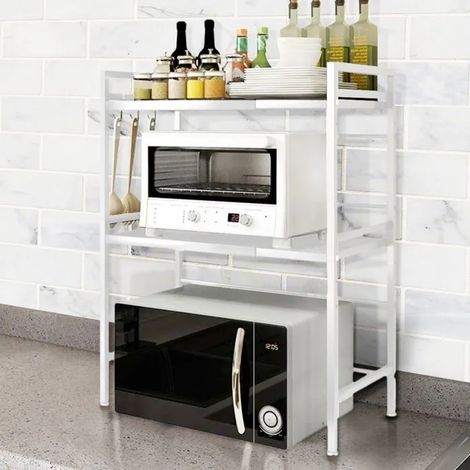 Etagère de cuisine pour Micro Ondes – MIPAN - Étagère de cuisine -  Réglable 40-63CM  - Maximale : 30 kg - Blanc