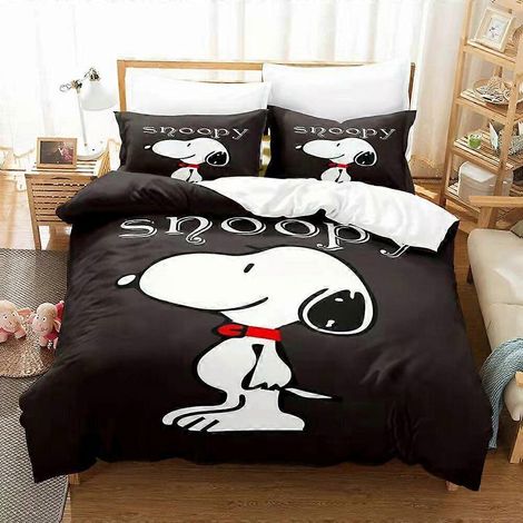 v1662 Biancheria da letto con grazioso motivo di Snoopy, set copripiumino per letto matrimoniale, set di biancheria da letto a 3 pezzi (1 copripiumino + 2 federe) Lenzuolo (1/5)