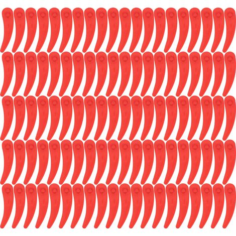 100 lames de coupe-bordures en plastique, accessoire compatible avec la tondeuse Bosch L83 (rouge) (1/5)