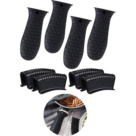 Protectores de mango de silicona, Protector mango hierro fundido, Resistente calor, Protector mango antideslizante sartén hierro fundido, Negro (1/5)