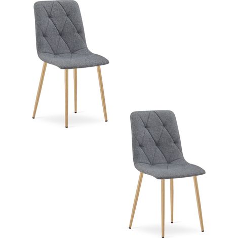Sedia Libra - tessuto grigio scuro / gambe color legno x 2 (1/5)