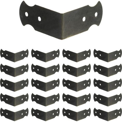 Lot de 20 supports de protection d'angle décoratifs à angle droit avec vis de montage, fer, bronze - 4 x 1,8 cm