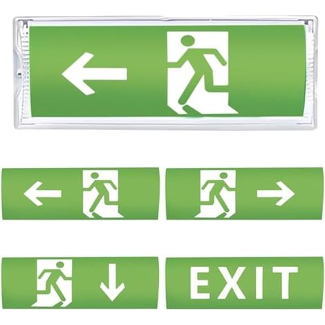 Éclairage d'urgence LED : éclairage d'urgence LED avec 4 icônes de sortie de secours, éclairage de secours pour montage mural, éclairage d'urgence étanche IP65 pour les paramètres (1/5)
