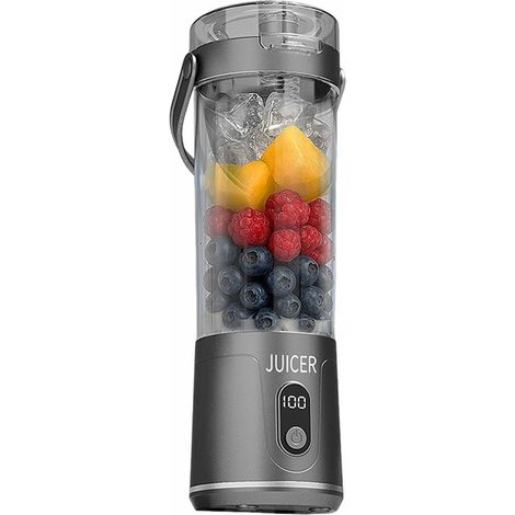Blender portable pour smoothies, gobelet à jus de 600 ml, mini blender rechargeable par USB avec 12 lames et affichage numérique, idéal pour les jus fraîchement pressés. (1/5)