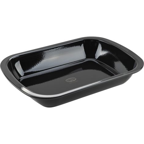 Dr. Oetker Back-Idee - Teglia per dessert e casseruola in smalto 39,5 x 28 x 6,5 cm, resistente al calore fino a 400°C, resistente ai tagli, antigraffio, adatta a induzione, colore: Nero (1/4)