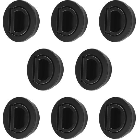 Juego de 8 tiradores ocultos con anillas redondas integradas - Herrajes para puertas de armarios - Herrajes para muebles - Incluye tornillos - Para armarios y cajones (negro) (1/4)