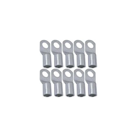 Packung mit 10 röhrenförmigen Ösenkabelschuhen – Öse – Ø 6 mm – unisoliert – für 16 mm² Leiter – Kabelverbinder – Klemmung – silber – Crezuo (1/3)