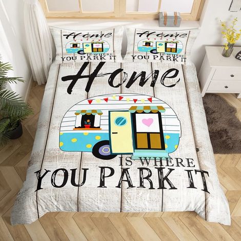 Parure de lit 3 pièces pour enfants et garçons - Housse de couette pour porte en bois - Style rustique - Pour très grand lit (1/5)