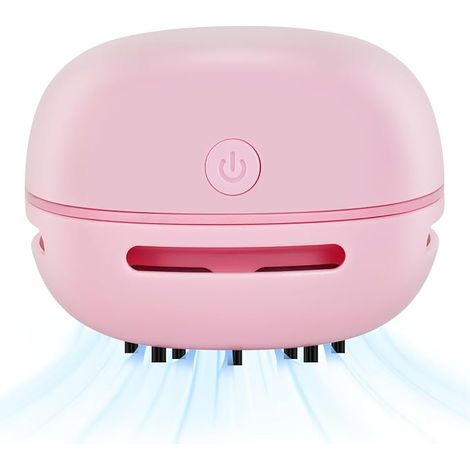 Aspiradora de mesa, mini aspiradora de escritorio, recargable por USB, recoge migas de mesa para escuela, oficina, hogar, rosa (1/5)