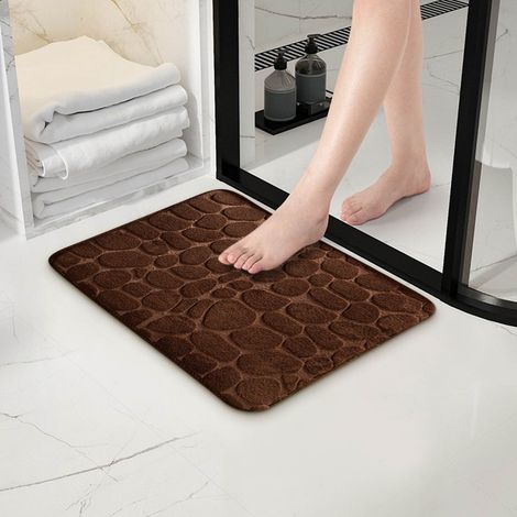 Tapis de bain en mousse à mémoire de forme, ultra-doux et absorbant, 38 x 58 cm, lavable et à séchage rapide, pour salle de bain, baignoire et douche, antidérapant. (1/5)