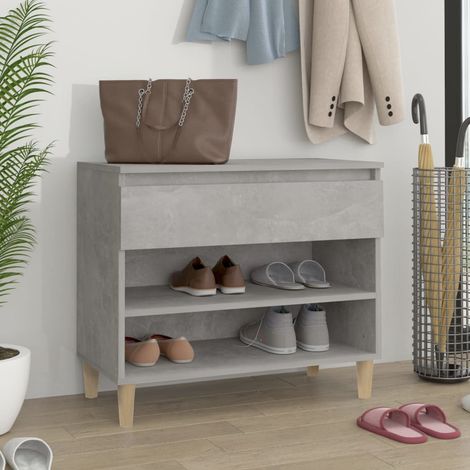 Mueble zapatero madera contrachapada gris hormigón 70x36x60 cm