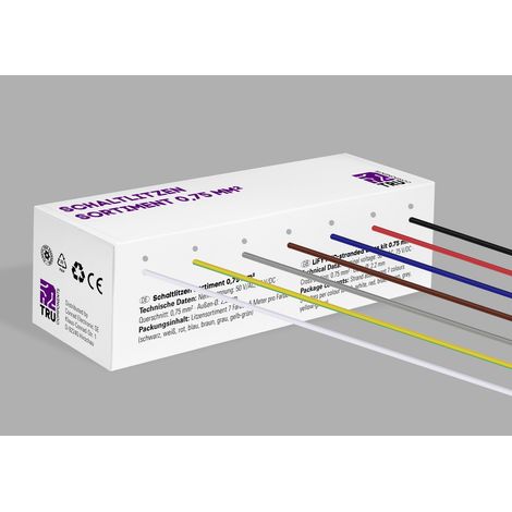 TRU COMPONENTS TC-12112364 Litze    0.75 mm² Schwarz, Weiß, Rot, Blue, Braun, Grau, Gelb-Grün 1 Set (1/3)