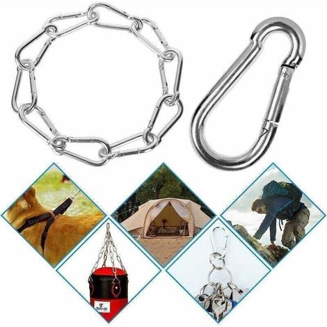 Vtizikl M6 Edelstahl-Karabiner, 20 Stück, hochbelastbarer Befestigungskarabiner – Edelstahl-Karabiner mit einer Tragfähigkeit von 120 kg/260 lb, 304 Schwinghaken-Karabiner – 60 mm x φ6 mm (1/5)