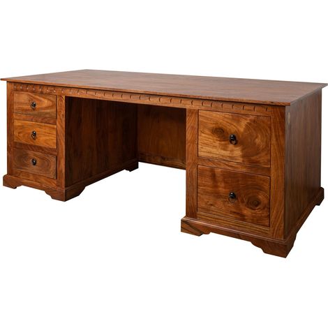 scrivania in legno di Acacia 180x80x74 miele dorato laccato OXFORD 0529 (1/3)