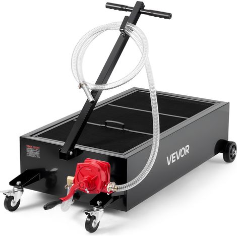 Bac à Vidange Huile Roulant, 94,6 L, Bac Récupérateur d'Huile sur Roues avec Pompe Manuelle, Tuyau 2,2 m, Poignée Pliable, Récipient Récupération Huile pour Voitures, Motos, Camions, VTT, Noir (1/5)