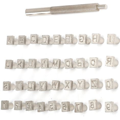 37 Pièces Ensemble de Poinçons Lettres en Métal pour Création de Sacs et Accessoires en Cuir DIY (1/5)