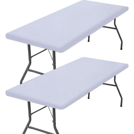 Lot de 2 nappes 120x75cm Rectangulaire Imperméable avec élastique pour tables pliantes