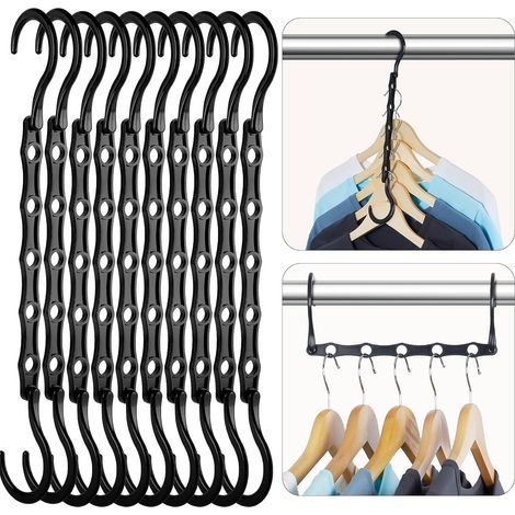 Lot de 10 cintres magiques, gain de place, en plastique robuste pour vêtements lourds (1/5)