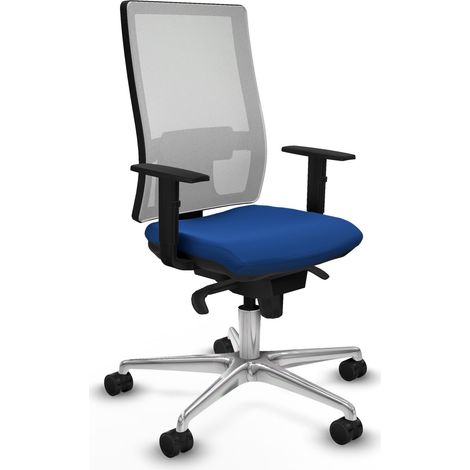 Horna sincro malla blanca similpiel azul brazos 1D base aluminio ruedas 65mm nailon (1/5)