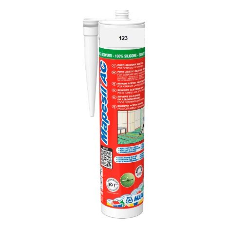 Silicone acetico giunture fughe colorato resistente muffa 310 ml mapesil ac colore- bianco antico - 123 - confezione 1