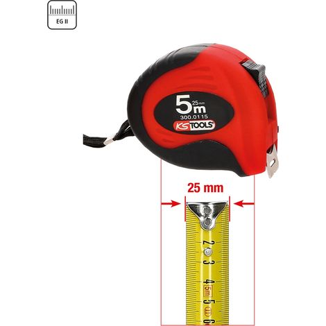 KS Tools Bandmaß mit Feststeller,schwarz-rot, 5m, 25 mm