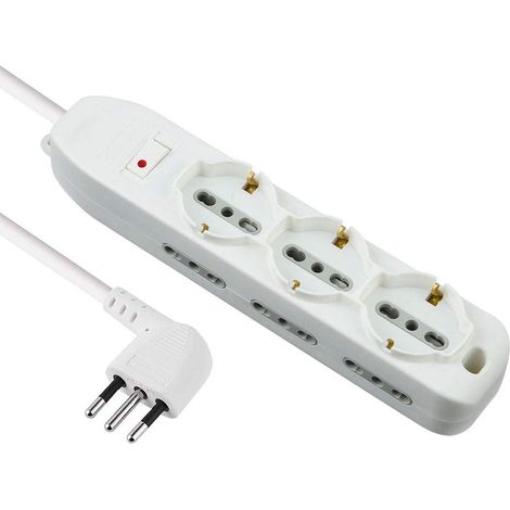 Multipresa Bipasso con Schuko con Termico Electraline Bianco Posti 9 2P (1/4)