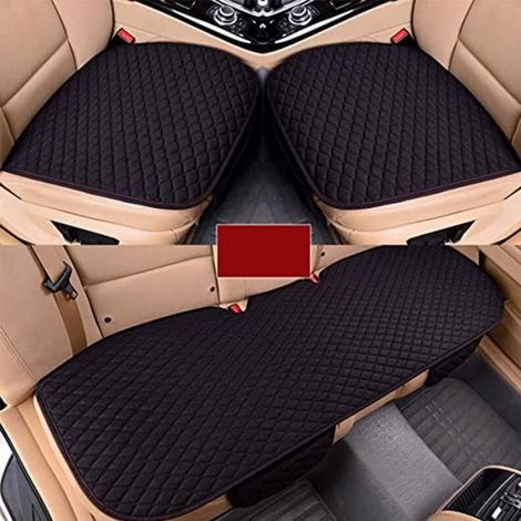 Coussin de siège de voiture, coussin de siège de voiture quatre saisons sans dossier en trois parties (noir)-Ywey (1/5)