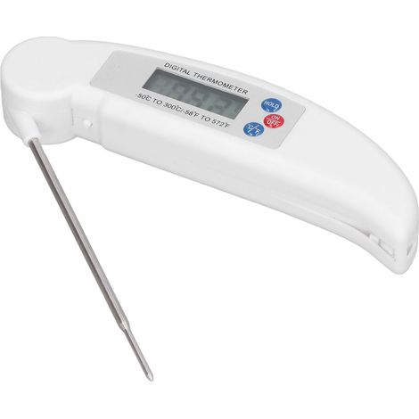 Faltbarer Temperaturfühler für Grill, Drehspieß und Küche – Weißes elektronisches Lebensmittelthermometer mit Sonde, Batterien nicht im Lieferumfang enthalten (1/5)