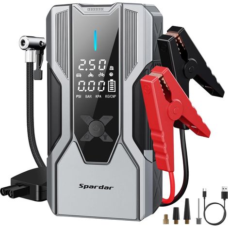 8000A Booster Batterie Voiture, 150 PSI, 12 V (pour Tous Les Moteurs Essence et Diesel 10 L), Charge Rapide USB-C, Demarreur Batterie Voiture avec Lampe Torche LED Intégrée (1/5)