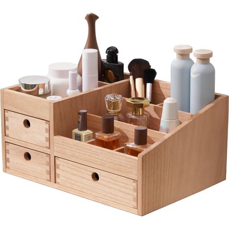 Organisateur maquillage, boîte à maquillage, mini commode, naturel (1/5)